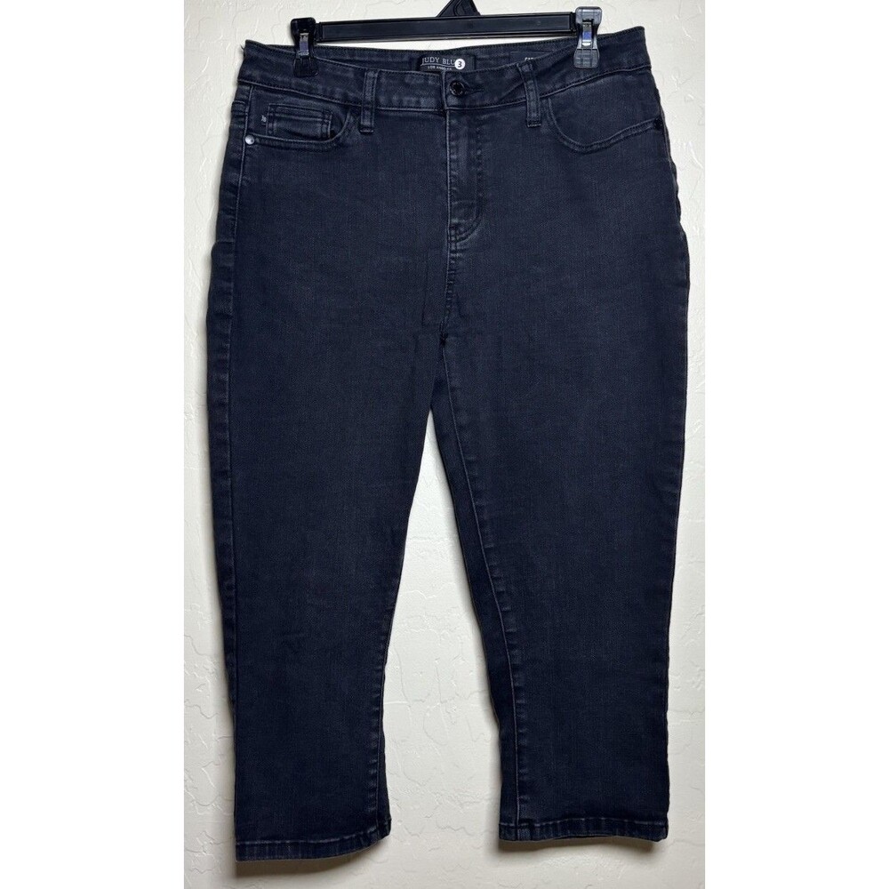 Judy Blue Womens 11/30 Black Capri Jeans High Rise Stretch Skinny Denim